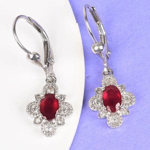 AAA Grade Burmese Ruby Leverback Earrings